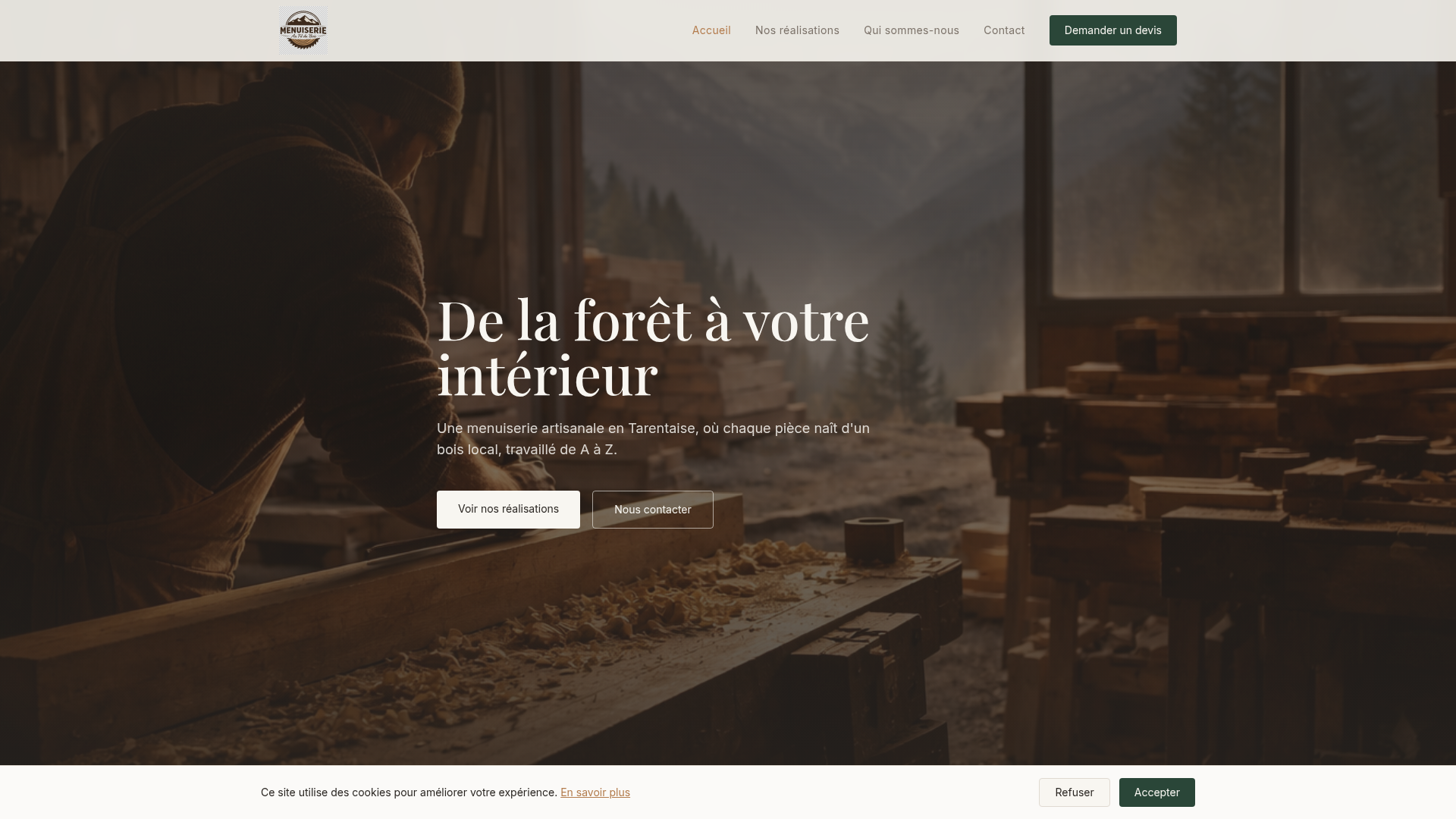 Website design for Au Fil du Bois, joinery in Tarentaise